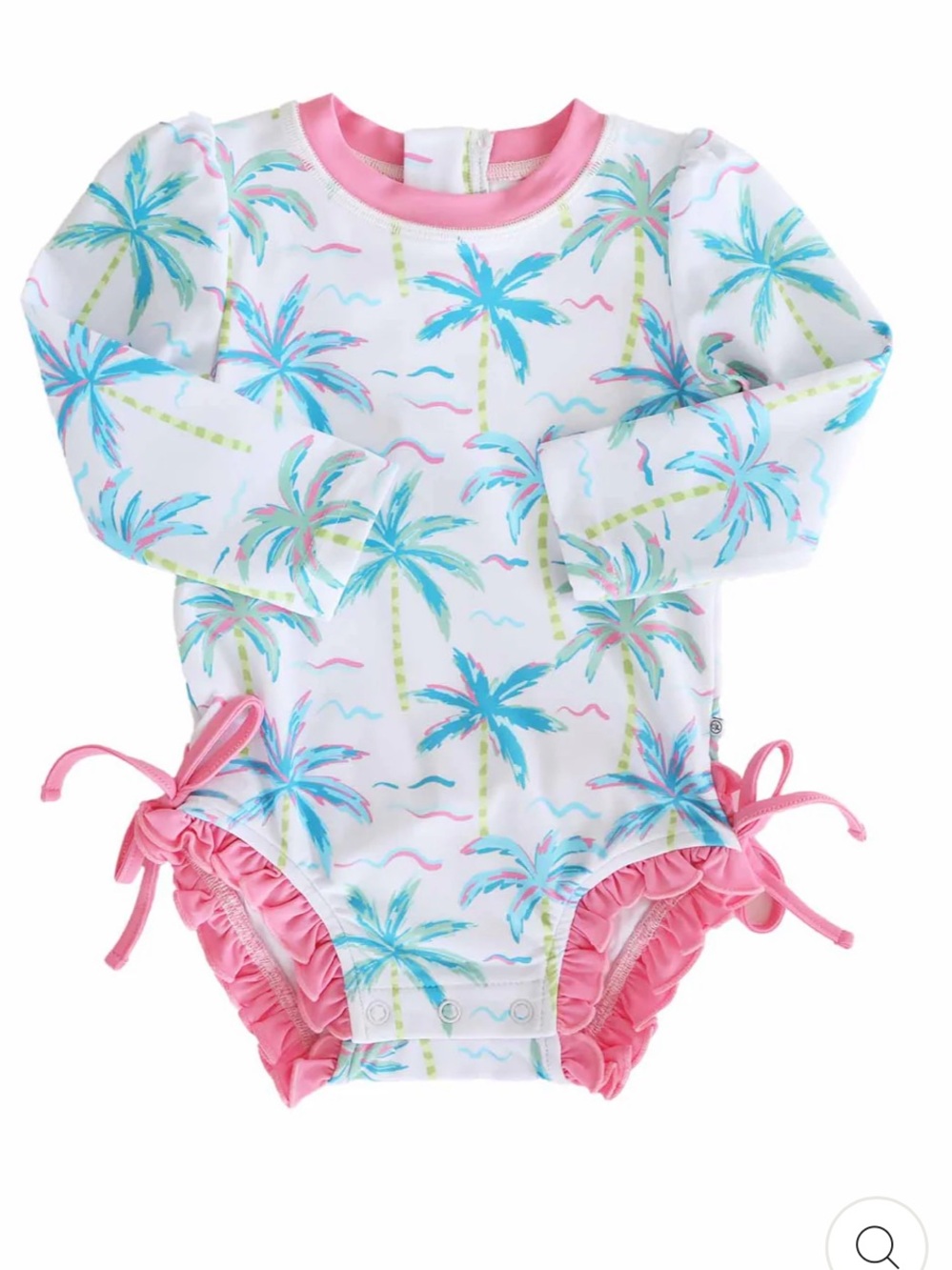 Caden Lane Long Sleeve Rash Guard With Ruffle Bottom | Blue Lagoon